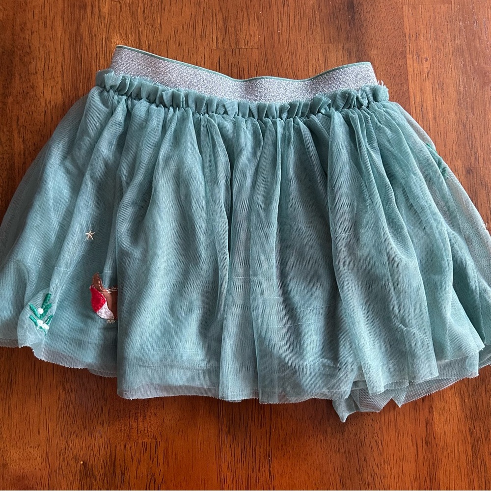 Mini Boden Robin Tulle Skirt | Girls 3–4Y | Green Bird Embroidered Tutu - Picture 7 of 11
